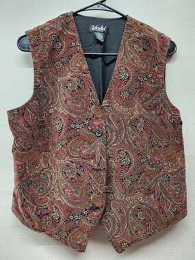 Rafaella Petites Vintage Paisley Cordaroy Vest